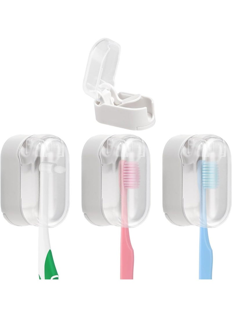 ChicAbode 3 جهاز كمبيوتر شخصي السفر فرشاة الأسنان رأس يغطي الأغطية، فرشاة الأسنان المحمولة رأس الحالة، الجدار المثبتة معلقة فرشاة الأسنان حامي المنظم، حامل فرشاة الأسنان البلاستيكية، للمنزل في الهواء الطلق الحمام - Image 1